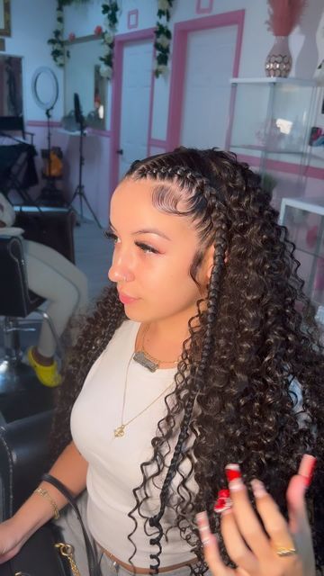 2 Braids With Weave In The Back Curly, Quick Weave 2 Braids, 2 Braids And Quick Weave, Two Braids And Quick Weave, 2 Braids Quick Weave, Two Braids With Quick Weave, 2 Stitch Braids With Quick Weave, 2 Braids With Quick Weave, Quick Weave Curly Hairstyles