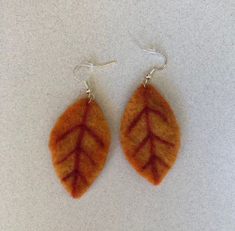 Felt Earrings, Felted Earrings, Earrings Nature, Colorful Accessories, Fall Leaf, Jewelry Making Project, Autumn Leaf, Textile Jewelry, Wet Felting