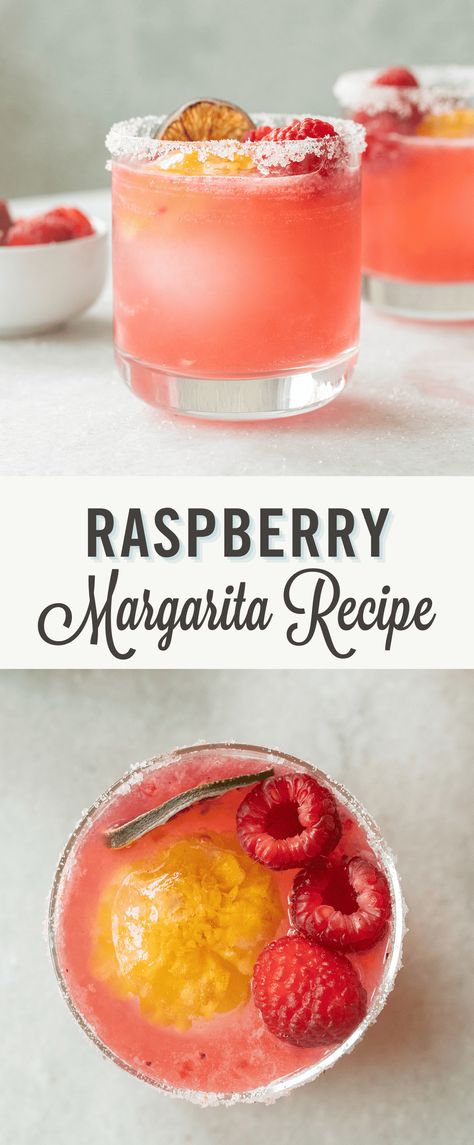 Raspberry margarita recipe with text. Different Margarita Recipes, Raspberry Alcoholic Drinks, Vodka Margarita Recipes, Best Pitcher Margarita Recipe, Berry Margarita Recipe, Margarita Recipe On The Rocks, Simple Margarita Recipe, Raspberry Margarita Recipe, Vodka Margarita