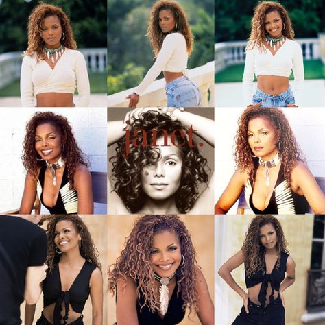 90s Janet. Janet Jackson Album Poetic Justice Jannet Jackson, Janet Jackson Costume, Janet Jackson Albums, Janet Jackson Velvet Rope, Janet Jackson 90s, Janet Jackson Baby, Janet Jackson Concert, Black Hair 90s, Mariah Carey Songs