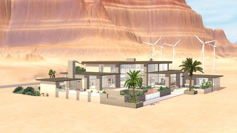 Mod The Sims - Modern Desert House Desert Home Plans, Modern Desert Mansion, Desert House Plans, Desert Modern House, Desert Mansion, House Desert, Large Modern House, Modern Desert Home, Desert House