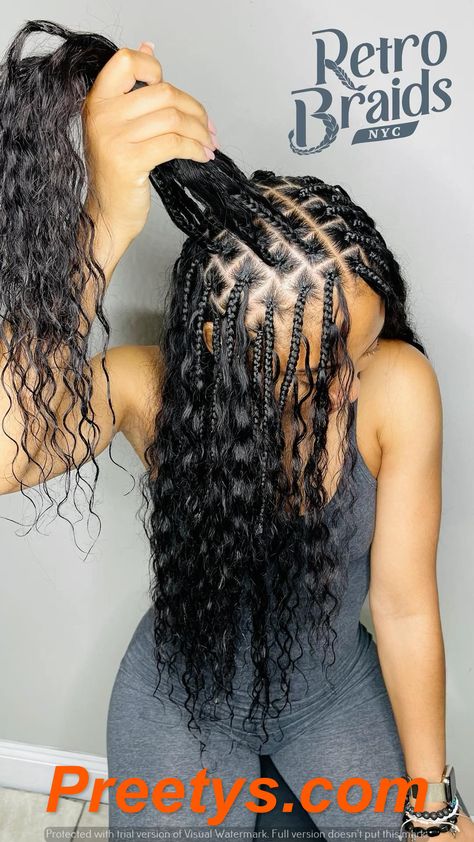 Boho Beauty: Trendy Knotless Braids & Goddess Styles 2024 Preetys.com Knotless Braids Goddess, Trendy Prom Hairstyles, Mermaid Braids, Braids Goddess, Boho Braided Hairstyles, Latest Braided Hairstyles, Big Box Braids Hairstyles, Goddess Braids Hairstyles, Box Braids Hairstyles For Black Women