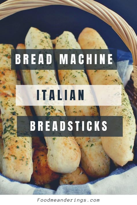 Make the dough for these easy and delicious Bread Machine Italian Breadsticks in your bread maker, quickly cut them with a pizza cutter, pop them in the oven and bake to perfection in 15 minutes! Your house will smell amazing, while the bread machine does all the work! They are the perfect side with soup or salad and taste great dipped in oil and balsamic vinegar or your favorite pizza sauce! #breadmachine #breadmaker #italian #breadsticks #grissini #softbreadsticks #garlic #olivegarden Bread Machine Breadsticks, Bread Maker Pizza Dough, Italian Breadsticks Recipe, Italian Breadsticks, Breadsticks Easy, Bread Machine Recipes Sweet, Breadmaker Recipes, Italian Bread Sticks, Easy Bread Machine Recipes