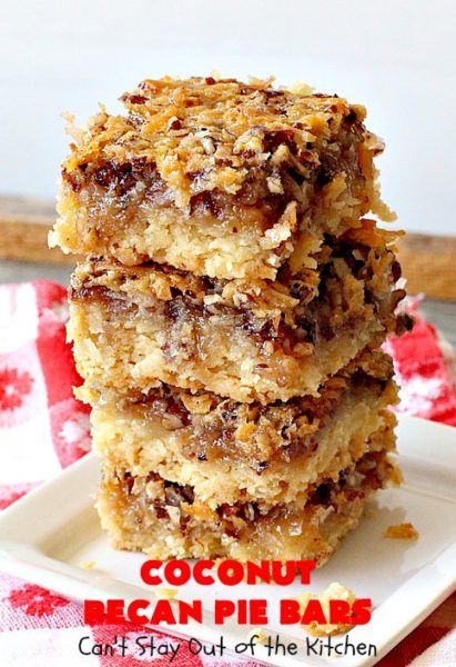 Desserts With Coconut, Coconut Pecan Pie, Dessert With Coconut, Bars With Coconut, Coconut Pecan Cookies, Pecan Pie Bar, Yummy Bars, Cranberry Beans, Pecan Desserts