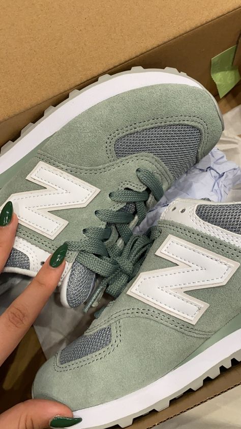 #lifestyle #newbalance #shoes #outfitinspo Green New Balance Shoes, Light Green New Balance, Sage Green Sneakers, Sage Green Shoes, Green New Balance, Green Acrylic Nails, Green Sneakers, New Balance Shoes, Green Shoes