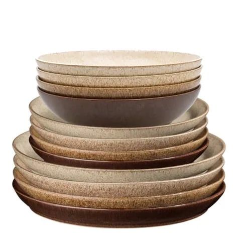 Studio Craft 12PC Set with Pasta Bowls - Studio Craft is the epitome of Denby's artisan and handcrafting skills with stunning textural glazes perfected over 200 years and reinvented for a modern audience. Perfect for your Thanksgiving tables this year. Dinnerware Table Setting, Farmhouse Dinnerware, Brown Dinnerware, Ceramic Shapes, Denby Pottery, Stoneware Dinnerware Sets, Farmhouse Traditional, Stoneware Dinnerware, Cerámica Ideas