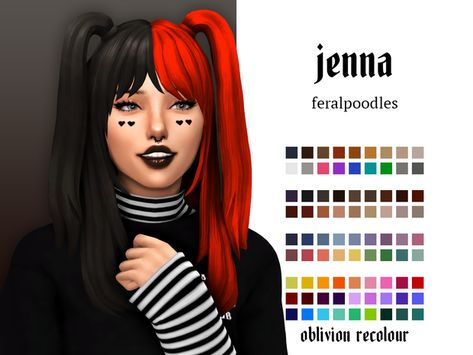 Sims 4 Cc Goth, Los Sims 4 Mods, Gothic Hair, Alpha Cc, Cc Hair, Split Dyed Hair, Pelo Sims, The Sims 4 Packs, Sims 4 Mm Cc