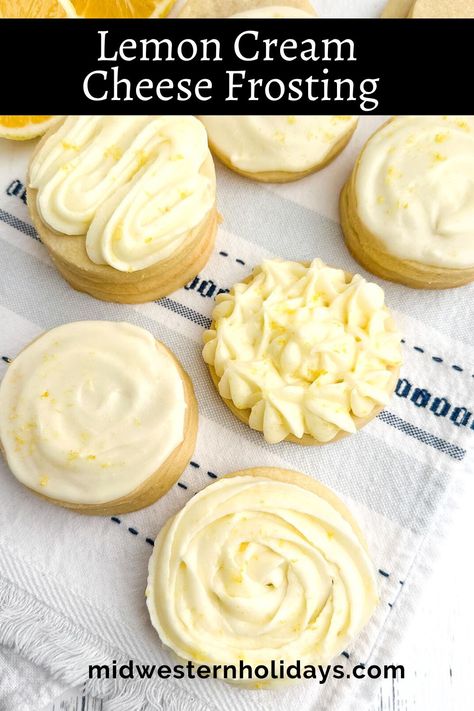 Lemon Cream Cheese Icing is a fast, easy recipe for the most delicious tart, tangy, fluffy frosting ever. Pipe or spread lemon cream cheese buttercream frosting on your favorite cookies, cakes, and cupcakes for a burst of fresh lemon flavor. Lemon Cream Cheese Icing, Cream Cheese Buttercream Frosting, Strawberry Cheesecake Bites, Lemon Buttercream Frosting, Lemon Shortbread Cookies, Vegan Ice Cream Recipe, Fluffy Frosting, Lemon Cream Cheese Frosting, Lemon Cream Cheese