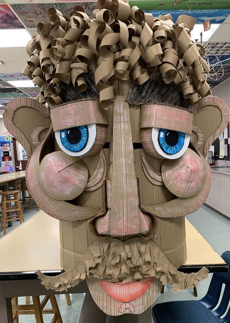 Mask Made From Recycled Materials, Recycled Masks Art Projects, Mask Making Ideas Art Projects, Cardboard Face, Cardboard Masks, Recycled Sculpture, Cardboard Art Sculpture, Feminine Qualities, Recycle Sculpture