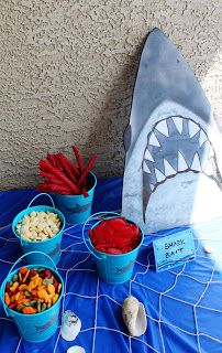 Sharknado Party, Shark Themed Birthday, Themed Birthday Party Ideas, Fish Goldfish, Shark Themed Party, Shark Themed Birthday Party, Shark Bait, Swedish Fish, Shark Birthday Party