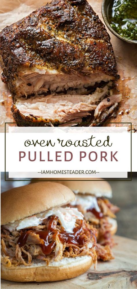 Pork Shoulder Oven, Pulled Pork Oven Recipe, Roasted Pulled Pork, Oven Roasted Pulled Pork, Pulled Pork Oven, Pork Picnic, Pulled Pork Roast, Picnic Roast, Pork Shoulder Recipes