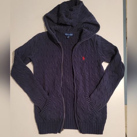 RALPH LAUREN CABLE KNIT ZIP HOODIE SM Ralph Lauren Cable Knit, Knitted Hoodie, Ralph Lauren Sweaters, Knit Hoodie, Zip Hoodie, Cable Knit, Ralph Lauren, Cable, Knitting