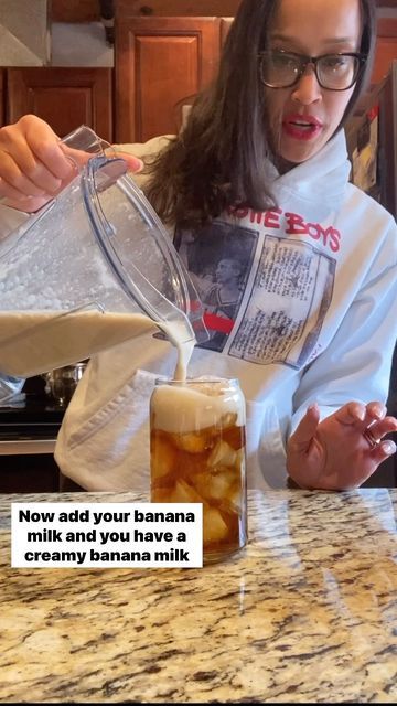 Jen Jones | Plant-Based Queen on Instagram: "Banana milk iced coffee for the win! I love switching up my coffee creamers, especially on the weekend! This is Lennox the easiest ways to level up the taste of your coffee without adding dairy or refined sugar. Notes: This is a “use at once” kind of milk because it will separate. Also…this is for iced coffee and cereal. Not for hot coffee! Glowing skin by @nevell_skin Coffee Oil. The only moisturizer use! Coffee helps firm skin and boost circula Banana Coffee Creamer, Banana Milk Coffee, Nevell Skin, Healthy Coffee Creamer, Jen Jones, Vanilla Iced Coffee, Coffee Oil, Coffee Creamers, Banana Coffee