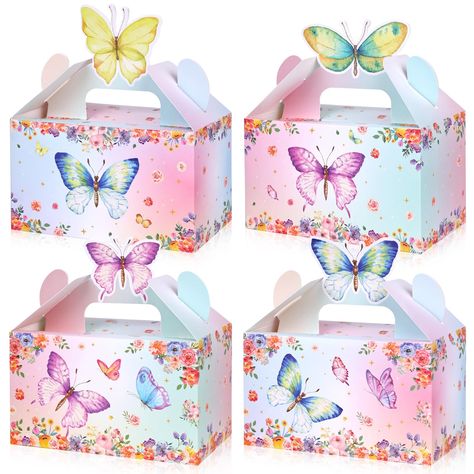 PRICES MAY VARY. Wide Range of Use - These gift boxes for girls are very exquisite, suitable for butterfly themed party, kids' butterfly birthday party, butterfly baby shower, bridal shower, weddings, Thanksgiving, Children's Day, Christmas, ceremonies, anniversaries, etc. They are easy to assemble, helping to save you time and energy. Interesting Gift Idea - The butterfly treat boxes are measures approx 6" x 3.5" x 3.5", butterfly shaped top handle, easy to carry for guests, enough space to hol Box For Birthday, Butterfly Wedding Decorations, Butterfly Party Favors, Cupcake Gift, Butterfly Birthday Party, Paper Candy, Butterfly Baby Shower, Butterfly Party, Baby Shower Party Supplies