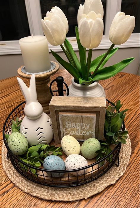 Hobby lobby decor Hobby Lobby Easter Basket Ideas, Easter Tray Decor, Easter Tray, Metal Farmhouse, Hobby Lobby Decor, Lobby Decor, Easter Gathering, Easter Basket Ideas, Island Decor