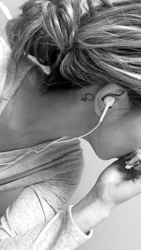 Cute small female tattoo of the female gender sign. Girl Sign Tattoo, Female Gender Sign, Feminism Tattoo, Female Sign, Gender Signs, Feminist Tattoo, Behind Ear Tattoos, Girl Power Tattoo, Knuckle Tattoos