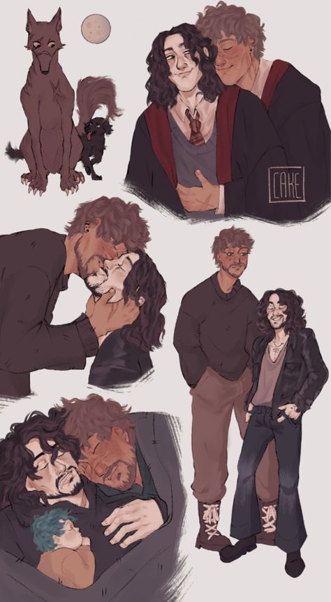 Remus Lupin Fan Art, Orion Black, Barty Crouch, Remus And Sirius, Marauders Fan Art, Gay Harry Potter, Harry Potter Artwork, Harry Potter Comics, Harry Potter Ships