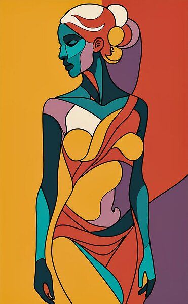 Abstract Art of Human Woman Portrait 1 by coliverdesigns | Redbubble Body Abstract Art, Abstract Portraits, Stylized Art, Zen Doodle Patterns, Beauty Video Ideas, Abstract Coloring Pages, Abstract Girl, Colorful Illustration, Black Art Painting