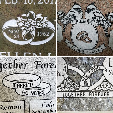 "Together Forever"💍 So many beautiful ways to show a lifelong commitment. We have hundreds of different graphics to convey the love two people shared. Cemetery Bench Ideas, Couples Headstone Ideas, Double Headstone Ideas, Grave Headstone Ideas, Headstones Designs Ideas, Headstone Ideas For Couples, Headstones Designs Unique, Headstones Designs For Couples, Grave Stones Ideas