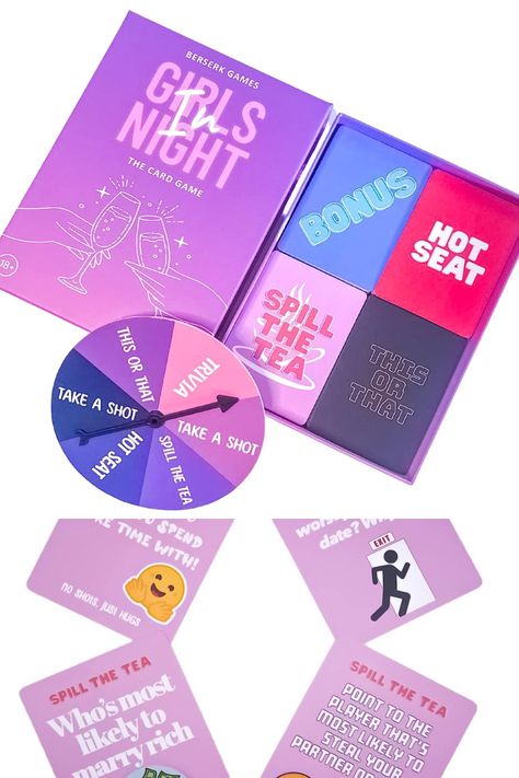 Girls Night In - The drinking card game, adult game for parties, Hen Do's, bachelorette party, students, games nights - 4in1 Games Card Games For Adults, Drinking Card Game, Bff Aesthetic, Adult Drinking Games, Girls Night Games, Students Gifts, Drinking Card Games, Game Hen, Hen Party Games