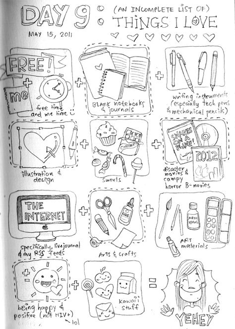 day 9 - things I love Sketch Note, Sketch Notes, Tableau Art, Journals & Planners, Things I Love, Journal Doodles, Smash Book, Bullet Journaling, Bullet Journal Inspiration