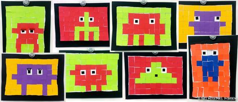 Space Invader (3rd) | Art with Mrs. Nguyen Space Invaders Art, Classroom Management Ideas, Penguin Activities, Elementary School Art, Space Invader, 4th Grade Art, 3rd Grade Art, Arts Integration, Jr Art