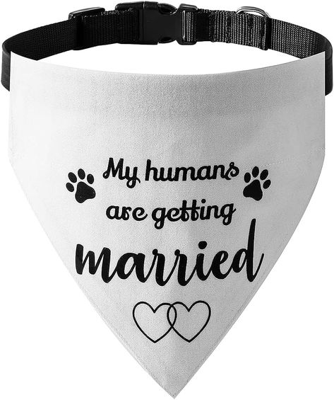 Amazon.com : My Humans are Getting Married Dog Bandana, Engagement Dog Bandana, Pet Scarf, Engagement Photo, Wedding Dog Bandana with Adjustable Collars for Small Medium Large Dogs Cats Pet (Large, White) : Pet Supplies My Humans Are Getting Married, Triangular Bandage, Donut Dog Bed, Pet Spa, Puppy Collar, Cat Bath, Pet Cushions, Pet Sofa, Cats Pet