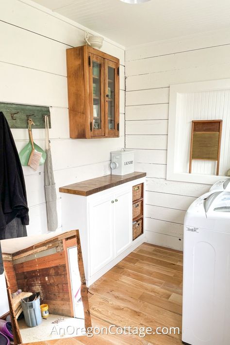 1900 Farmhouse Renovation: Hall and Laundry Before and After - An Oregon Cottage Old Farmhouse Renovation, Hall Laundry, Cottage Laundry Room, 1900 Farmhouse, Oregon Cottage, Beadboard Kitchen, Cottage Recipes, Laundry Mudroom, Bathroom Plan