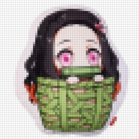 Nezuko Perler Beads, Minecraft Pattern, Modele Pixel Art, Piskel Art, Graph Crochet, Perler Art, Diy Perler Bead Crafts, Motifs Perler, Kitty Drawing