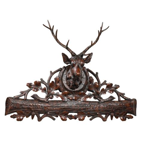 Oklahoma Casting Royal Stag Pediment Wall Art Royal Stag, Deer Heads Mount, Coat Hooks On Wall, Black Forest Decor, Stag Deer, Stag Head, Deer Wall, Sculptures For Sale, Oak Leaves