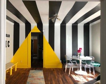 2 Color Wall, Black And White Striped Wall, Kids Church Rooms, Yellow Accent Walls, Stripe Wall, House Makeovers, Stripped Wall, Room Wall Painting, Be Amazing