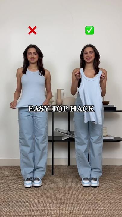 Hack Clothing, How To Crop A Shirt, Clothes Life Hacks, Tie A Shirt, Hacks To Try, T Shirt Hacks, Spaghetti Strap Shirt, Easy Diy Clothes, Diy Clothes Hacks