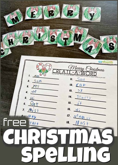 Consonant Blends Games, Books For 1st Graders, Spelling Test Template, Christmas Learning Activities, Christmas Worksheet, Blends Activities, Christmas Learning, Rhyming Activities, Spelling Worksheets