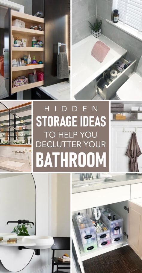 How To Hide Toothbrushes In Bathroom, Styling Floating Shelves, Hidden Storage Ideas, Hidden Shower, Bathroom Storage Hacks, Hidden Shelf, Maximize Small Space, Bathroom Shelf Decor, Floating Shelves Bathroom