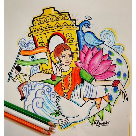 Independent Day Drawing Ideas, Independence Day Drawing Competition, Independence Day Drawing Ideas, Jagannatha Beautiful Images, Ganpati Art, Boarders Designs, Rangoli Drawing, 3d Rangoli, India Theme