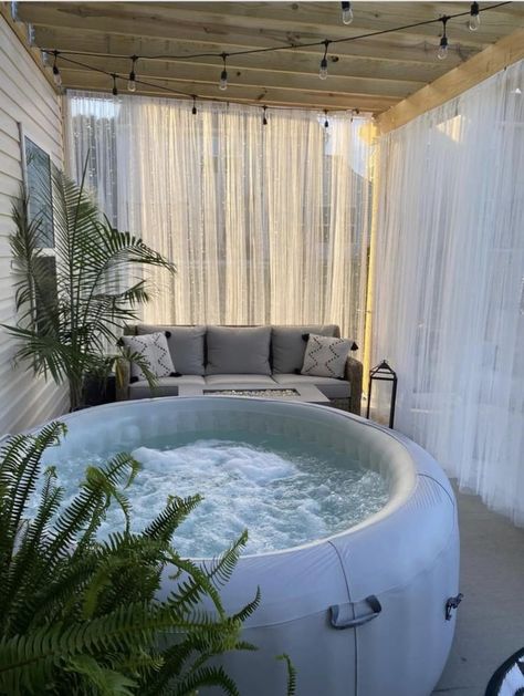 Hot Tub Basement Ideas, Hot Tub With Tv Ideas Backyard, Blow Up Hot Tub In Shed, Hot Tub In House, Backyard Inflatable Hot Tub Ideas, Saluspa Hot Tub Ideas, Outdoor Inflatable Hot Tub Ideas, Inflatable Hot Tub Ideas, Inflatable Hot Tub Ideas Backyard