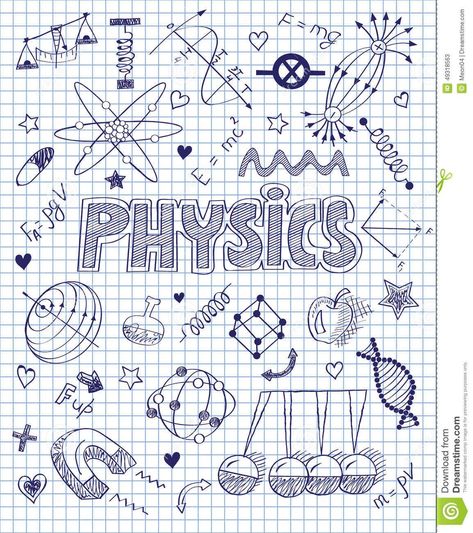 Physics Art Draw, Cover Page For Project, Book Cover Page Design, Physics Projects, Book Cover Art Diy, Science Doodles, Project Cover Page, خريطة ذهنية, School Book Covers