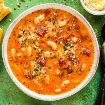 Tomato and White Bean Soup - No Spoon Necessary Tomato White Bean Soup, Tomato White Bean, Cannellini Bean Soup, Cannellini Beans Soup, Cannellini Bean, Cozy Soup, Italian Chopped Salad, Chicken Bouillon, Dried Thyme