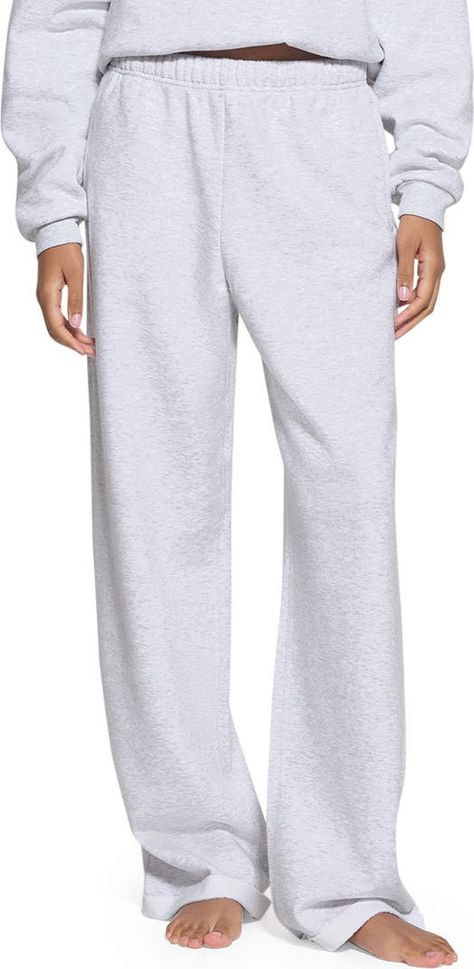 SKIMS Cotton Blend Fleece Straight Leg Sweatpants | Nordstrom Skims Sweatpants, Best Sweatpants, Comfy School Outfits, Straight Sweatpants, Straight Leg Sweatpants, Fav Products, Sweat Sets, Clothing Wishlist, Candle Pedestal