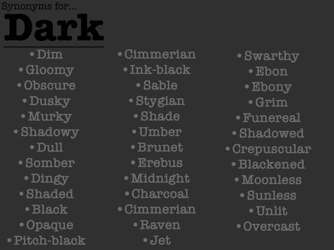 Synonyms For Gaze, Words For Black Color, Synonyms For Mysterious, Expand Vocabulary Aesthetic, Unique Descriptive Words, Moon Synonyms, Synonyms For Dark, Words For Book Titles, Scary Words For Writing