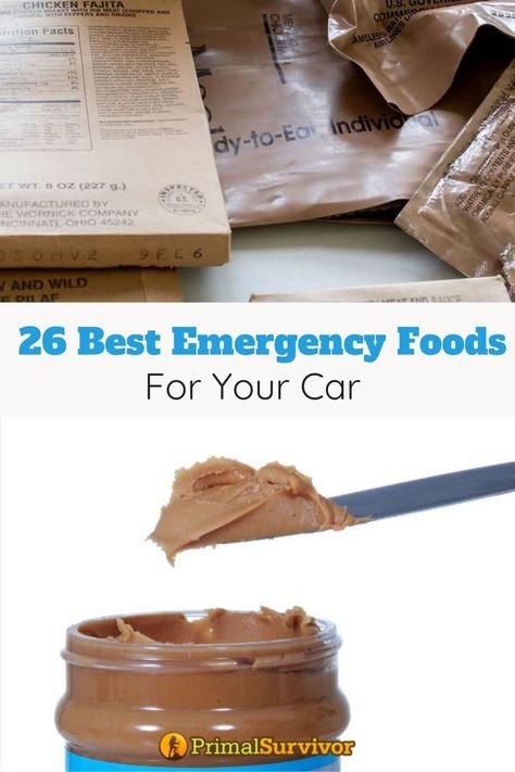 Car Emergency Kit List, Emergency Food Kit, Best Emergency Food, Car Survival Kits, Survival Food Storage, Prepper Food, Non Perishable Foods, Car Food, Car Emergency Kit