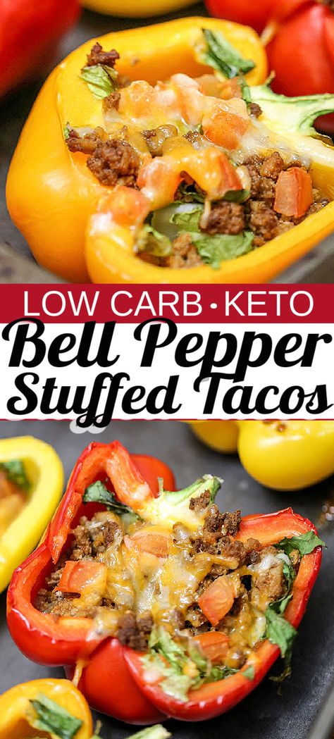 Stuffed Bell Peppers Without Rice, Prediabetic Recipes, Stuffed Peppers Without Rice, Keto Stuffed Bell Peppers, Bell Pepper Stuffed, Stuffed Foods, Bell Peppers Stuffed, Pepper Stuffed, Taco Stuffed Peppers