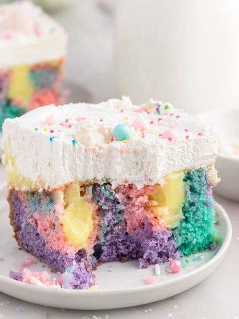 Easter Poke Cake - girl. Inspired. Easter Poke Cake, Poke Cake Recipe, Cake Girl, Easter Gathering, Holiday Dishes, Poke Cake Recipes, Moist Cake, Instant Pudding Mix, White Cake Mixes