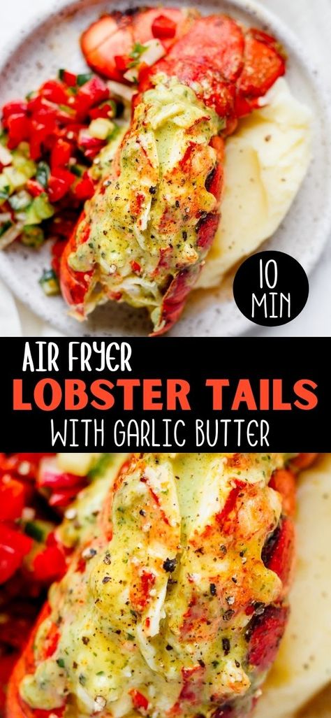 Air Fryer Lobster Tails, Air Fryer Lobster, Easy Lobster Tail Recipe, Cooking Lobster, Cooking Lobster Tails, Fried Lobster, Air Fryer Recipes Snacks, Lobster Dishes, Lobster Recipes Tail