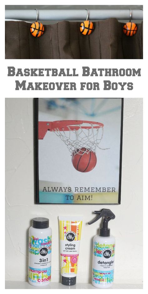 Room Ideas Boys, Simple Bathroom Ideas, Sports Bathroom, Makeover Hair, Decor Bathroom Ideas, Top Bathroom Design, Simple Bathroom Decor, Love Basketball, Bamboo Bathroom