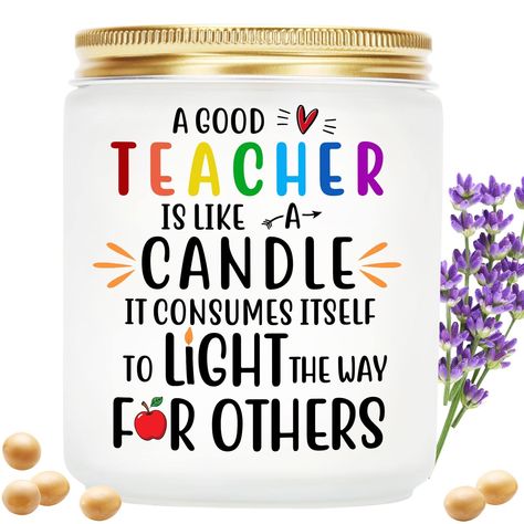 PRICES MAY VARY. 🍎THOUGHTFUL TEACHER APPRECIATION GIFTS FOR WOMEN OR MEN- Looking for a thoughtful way to show your appreciation for the amazing teachers in your life? AREOK Teacher Candle Gifts, featuring the inspiring quote "A GOOD TEACHER IS LIKE A CANDLE, IT CONSUMES ITSELF TO LIGHT THE WAY FOR OTHERS" is the perfect choice. Such a beautifully designed gift for teacher is a tribute to the dedication and hard work of educators everywhere! 🍎HIGH-QUALITY MATERIALS FOR A PREMIUM BURN - Our tea Daycare Teacher Appreciation, Candle Teacher Gift, Teacher Gifts Preschool, Teacher Appreciation Week Gifts, End Of Year Teacher Gifts, Teacher Candle Gift, Teacher Candle, Anniversary Crafts, Teachers Appreciation Week Gifts