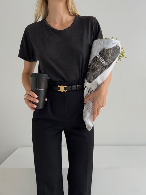 Black Celine Belt Outfit, Celine Triomphe Outfit, Celine Belt Outfit Women, Celine Triomphe Belt Outfit, Celine Outfit Style, Belt Outfits For Women, Celine Belt Outfit, Belts Outfits, Celine Triomphe Belt