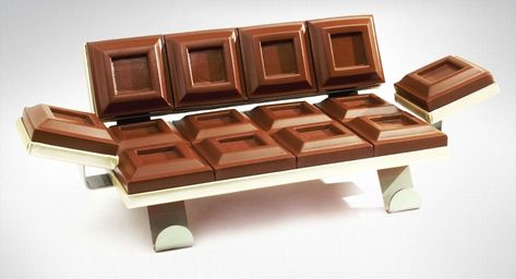 Chocolate sofa Funny Furniture, Chocolate Sofa, Vitrine Design, Kids Furniture Design, Weird Furniture, Unusual Furniture, Food Inspired, Cute Furniture, Cafe Interior Design