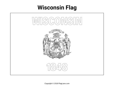 Wisconsin Flag, Flag Images, Flag Printable, Flag Coloring Pages, Wisconsin State, Coloring Page, Wisconsin, American Flag, Free Printable