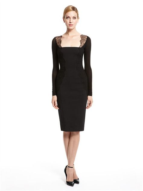 Donna Karan the perfect black dress Lace Trim Dress, Evening Dresses Short, Fashion Wishlist, Body Dress, Professional Fashion, Donna Karan, Skirt Top, Peplum Dress, Lace Trim